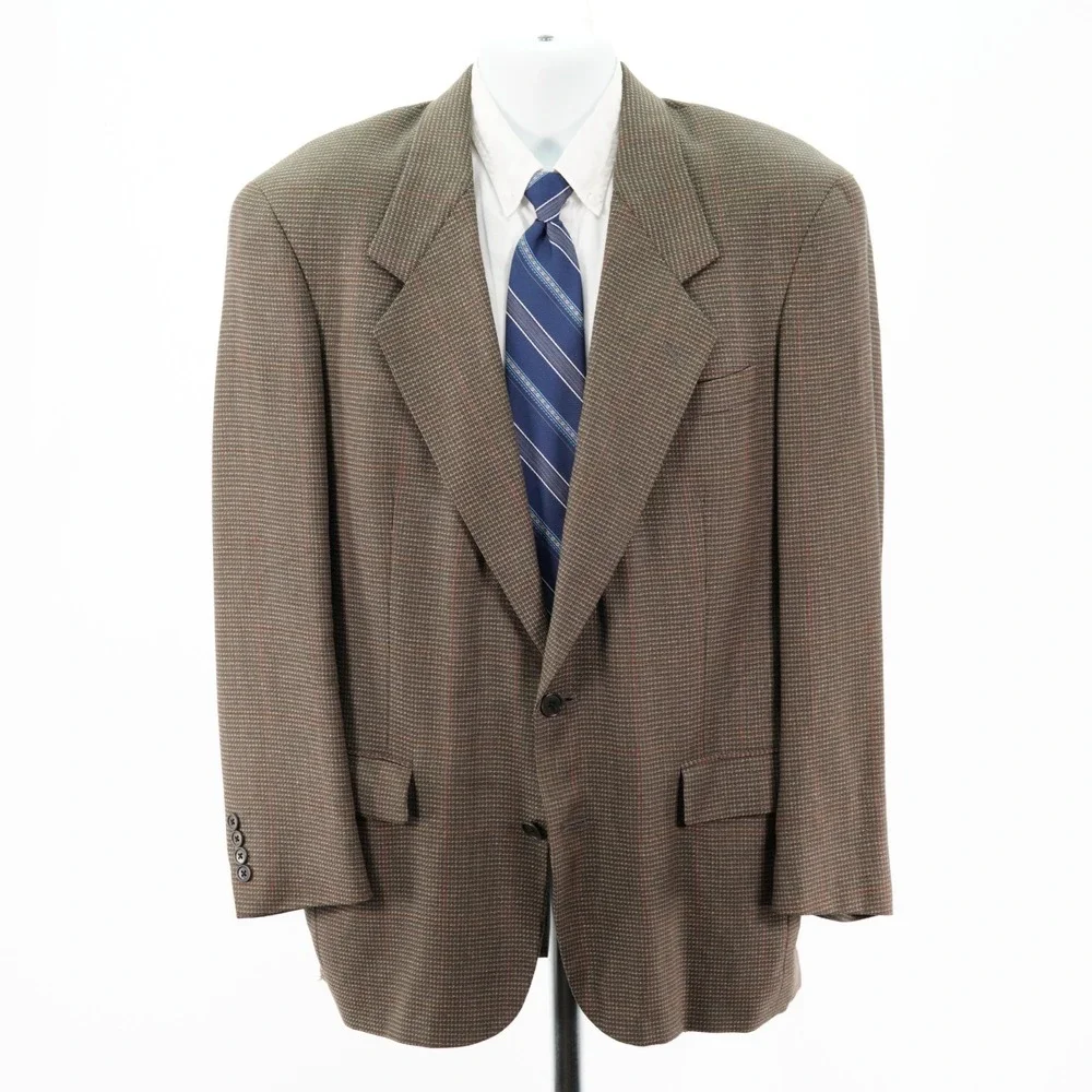 Vintage Christian Dior Monsieur Men Green Tan Check Wool Blazer 40R Sport Coat